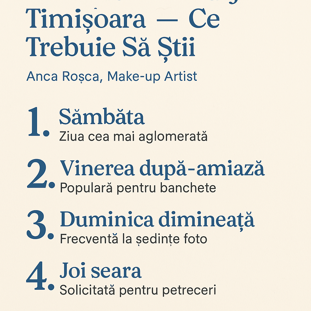 Cele Mai Căutate Zile Pentru Machiaj în Timișoara – Ce Trebuie Să Știi